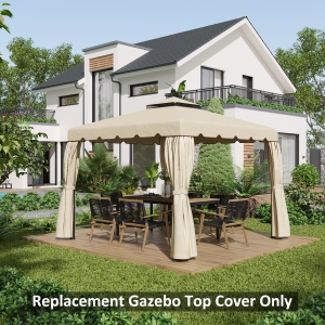 Outsunny 9.8' x 9.8' Gazebo Replacement Canopy, Gazebo Top Cover with Double Vented Roof for Garden Patio Outdoor (TOP ONLY), Beige