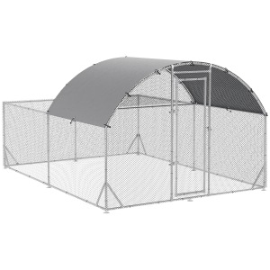 PawHut Metal Chicken Coop, Walk-in Chicken Runs for Yard with Water-resistant and Anti-UV Cover, Poultry Cage Outdoor, Ducks Rabbit Enclosure for Backyard, 12.5' x 9.2' x 6.4'