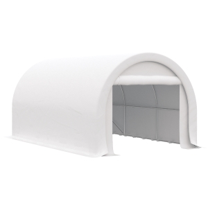 Outsunny 16' x 10' Carport, Heavy Duty Portable Garage / Storage Tent with Large Zippered Door, Anti-UV PE Canopy Cover for Car, Truck, Boat, Motorcycle, Bike, Garden Tools, Outdoor Work, White