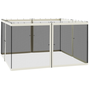 Outsunny Universal Replacement Mesh Sidewall Netting for 12' x 12' Patio Gazebos and Canopy Tents with Zippers, (Sidewall Only) Beige