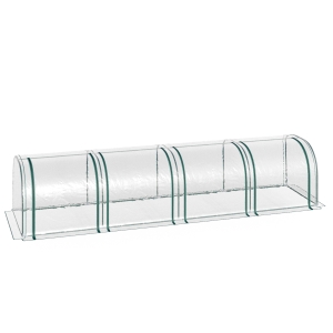 Outsunny 13' L x 3' W x 2.5' H Portable Tunneled Greenhouse with 4 Zippered Doors, Water/UV Fighting PVC Cover