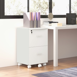 Vinsetto 2 Drawer File Cabinet with Lock, Small Rolling Filing Cabinet for A4, Letter-Size Documents, Printer Stand for Home Office, 17" x 17.75" x 28.25", White