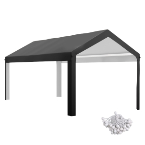 Outsunny 10 x 20ft Carport Roof, UV Resistant Canopy Replacement, Fits 84C-378V00 and 84C-206 Series, Dark Gray