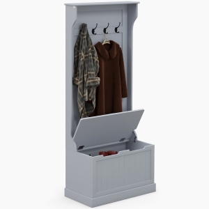 HOMCOM Entryway Hall Tree with Coat Rack and Sitting Bench, Mudroom Bench with Storage, and Hooks, Gray
