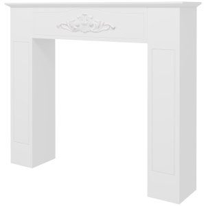 HOMCOM Modern Fireplace Mantel, Freestanding Fireplace Surround with Leg for Electric Fireplaces, 44.7" W x 40" H, White