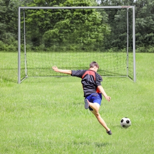 Soozier 10ft x 6.5ft Soccer Goal, Soccer Net for Backyard with Ground Stakes, Quick and Simple Set Up