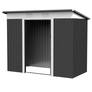 Outsunny 8' x 4' Metal Garden Shed, Backyard Tool Storage Shed with Dual Locking Doors, 2 Air Vents and Steel Frame, Dark Gray