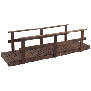 Outsunny 7' Garden Bridge with Pine Wood and Stained Finish for Backyard Ponds Creeks Streams Wood