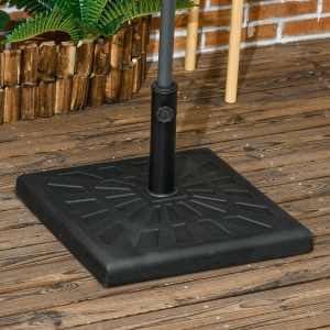 Outsunny 42 lb Heavy Duty Patio Umbrella Stand, 20" Resin Outdoor Umbrella Base, Square Market Umbrella Holder, Black