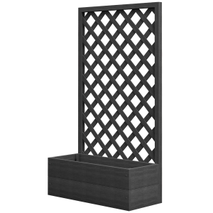 Outsunny Trellis Planter Box for Climbing Plants, Raised Garden Bed w/ Trellis Lattice for Outdoor Garden, Backyard, Black