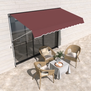 Outsunny 10x5ft Patio Sun Shade Canopy Manual Retractable Awning with 5.6-9.2ft Support Pole for Window, Door, Porch, Wine Red