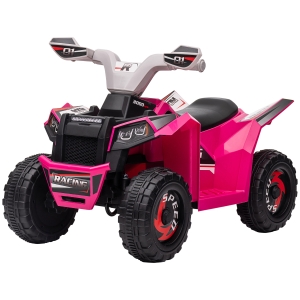 Aosom 6V Electric Toy Car with Forward Backward, Wear-Resistant Wheels for Ages 18-36 Months, Pink
