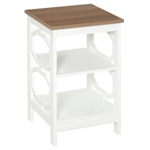 HOMCOM Modern End Table, Accent Side Table with 2 Storage Shelves for Living Room, Bedroom, White