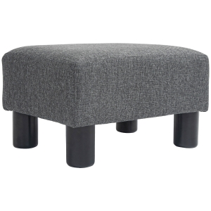 HOMCOM Small Ottoman Foot Rest, Foot Stool with Linen Fabric Upholstery and Plastic Legs, Cube Ottoman, Charcoal Gray