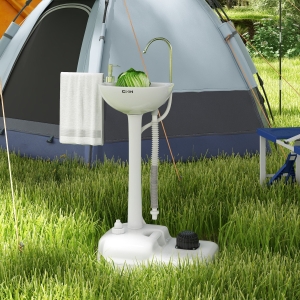 kleankin Portable Camping Sink Hand Wash Station with 17L Water Tank, Soap Dispenser and Towel Holder, for Outdoor Events