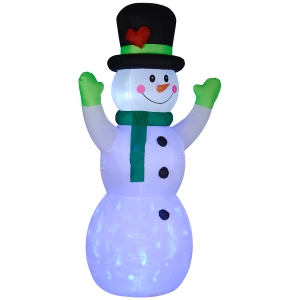 Outsunny 10FT Christmas Inflatables Cheerful Snowman in Black Hat, Blow Up Outdoor Christmas Decorations with LED Yard Display