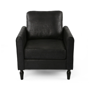 Contemporary Club Chair with Plush Microfiber Cushions, Low Profile Design, Birch Wood Frame, 31" L x 33.25" W x 35" H, Black