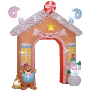 Outsunny 10FT Giant Inflatable Candy House Archway, Christmas Blow Up Arch with LED Lights for Indoor, Outdoor, Yard
