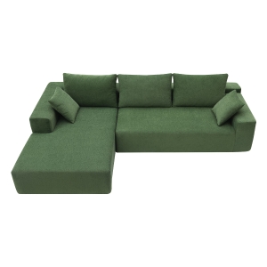 109" x 68" Modern Minimalist Upholstered Sleeper Couch with Square Arms and Pillows, No Assembly Required, Green