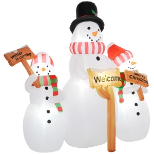 Outsunny 6.1' Inflatable Three Snowmen with Sign Each, Blow-Up Outdoor Christmas Display w/ LED Lights for Party