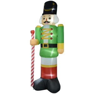 Outsunny 11.8' Inflatable Green Walnut Soldier w/ White LED Lights, Blow-Up Outdoor Display for Party