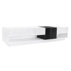 Vinsetto Functional TV Stand with Open and Hidden Storage, Sleek and Stylish TV Stand, Two-Tone Media Console for TVs Up to 80", White