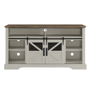 60" Electric Fireplace Entertainment Center with Door Sensor, Adjustable Flame Brightness, Remote Control, 60" L x 16" W x 32" H, White