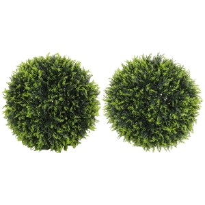 HOMCOM 2 Pack Artificial Plant Cedar Topiary Balls, 17.7 Inch
