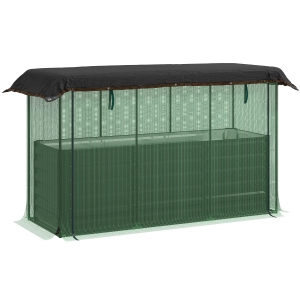 Outsunny Galvanized Steel Planter Box with Crop Cage and Shade Cloth, Raised Garden Bed for Flowers, Veggies and Herbs, Dark Gray