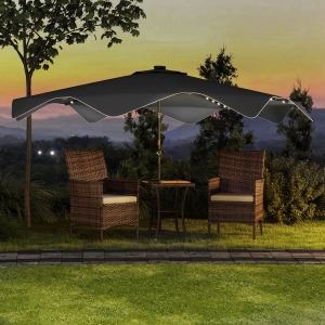 Outsunny Solar Patio Umbrella with LED and Tilt, Outdoor