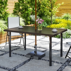 Outsunny Outdoor Patio Dining Table with 2.1" Umbrella Hole, Steel Outdoor Patio Table for 6, Dark Brown