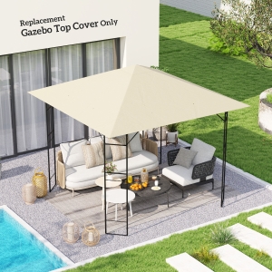 Outsunny 10' x 10' Gazebo Canopy Replacement Cover, Garden Gazebo Roof Replacement, UPF30+, TOP COVER ONLY, Cream White