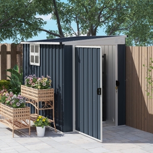 Outsunny 4' x 6' Outdoor Storage Shed, Metal Garden Shed with Window, 2 Vents and Lockable Door for Backyard, Garden, Patio