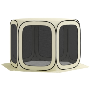 Outsunny 11 x 11ft Pop Up Screen Tent, UPF50+ Portable Camping Gazebo Screen House with Carry Bag, Beige