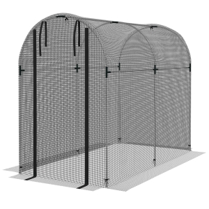 Outsunny Galvanized Steel Crop Cage, Plant Protection Tent with Zippered Door, 4' x 8', Black