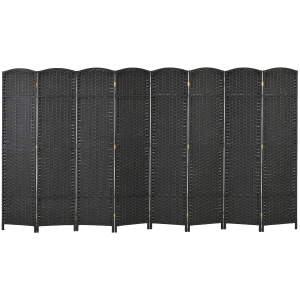 HOMCOM Folding Room Divider Screen 8 Panel 5.6 ' Tall Privacy Screen Freestanding Room Partition for Home Office, Black
