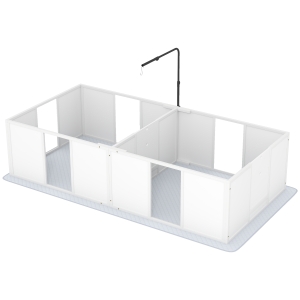 PawHut Whelping Box for Dogs w/ Retractable Light Stand, Waterproof Pee Pad & Adjustable Height Door for Medium Breed Dogs