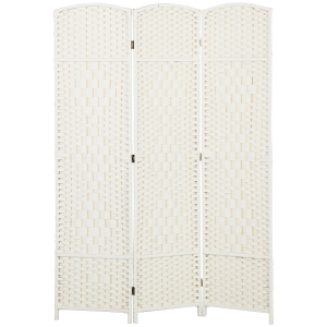 HOMCOM Folding Room Divider Screen 3 Panel 6' Tall Privacy Screen Freestanding Wood Partition for Home Office, White