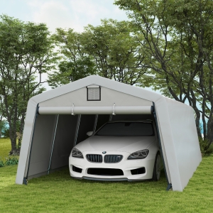 Outsunny 11' x 20' Portable Garage, Heavy Duty Carport Canopy with Ventilation Windows and Large Roll-up Door, Grey