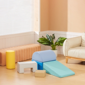 Qaba 6 Piece Soft Play Equipment for Kids 6-72 Months, Yellow and Green