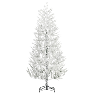 HOMCOM 7 Foot Snow Flocked Artificial Christmas Tree with 240 Fir Realistic Branches, Auto Open, Green