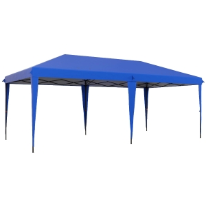 Outsunny 10' x 19.2' Outdoor Gazebo Pop Up Canopy Party Tent with Carrying Bag, Blue