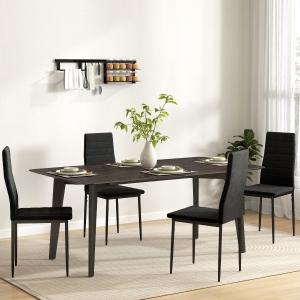 HOMCOM Modern Dining Chairs, Set of 4, High Back Upholstery and Metal Legs for the Living Room, Kitchen, Home Office, Black