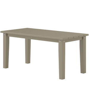 Outsunny Rectangle Outdoor Coffee Table, HDPE All-Weather Outdoor Patio Table with Slatted Tabletop for Yard, Balcony, Brown
