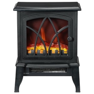 HOMCOM Electric Fireplace Heater, Freestanding Fireplace Stove with Realistic Flames Overheating Protection 750W/1500W, Black