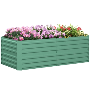 Outsunny Galvanized Raised Garden Bed, Steel Outdoor Planters with Reinforced Rods, 71" x 36" x 23", Light Green