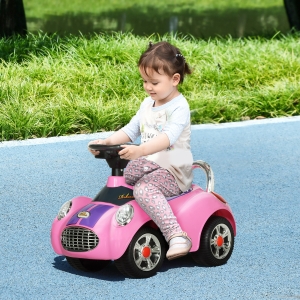 Qaba Baby Push Car with Music, Horn, Light, Pink