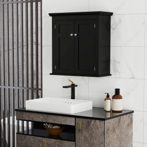 kleankin Bathroom Cabinet, Medicine Cabinet, Over Toilet Storage Cabinet with Adjustable Shelves for Entryway, Black