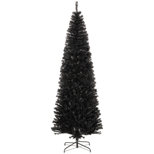 HOMCOM 8 FT Artificial Christmas Tree Pencil Xmas Tree with Stand, 1168 Tips, Holiday Home Indoor Decoration for Party, Black