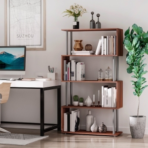 HOMCOM Slim Modern Wooden Bookshelf